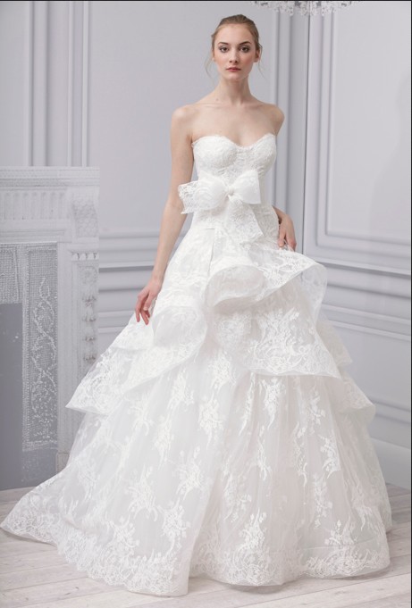 White Strapless Ruffles Ball Gown A-line Wedding Dresses_1_1.jpg